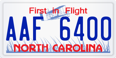NC license plate AAF6400