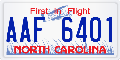NC license plate AAF6401