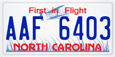 NC license plate AAF6403