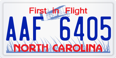 NC license plate AAF6405