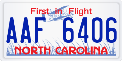 NC license plate AAF6406
