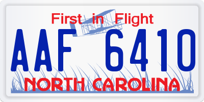 NC license plate AAF6410