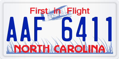 NC license plate AAF6411