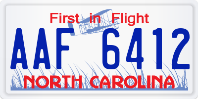 NC license plate AAF6412