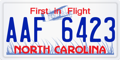 NC license plate AAF6423