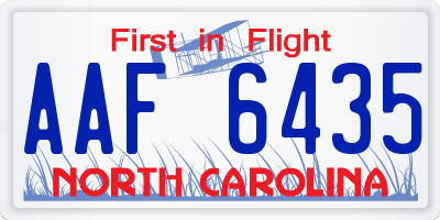 NC license plate AAF6435