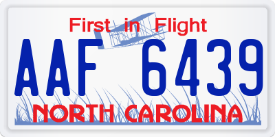 NC license plate AAF6439