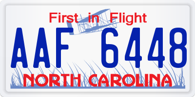 NC license plate AAF6448
