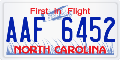 NC license plate AAF6452