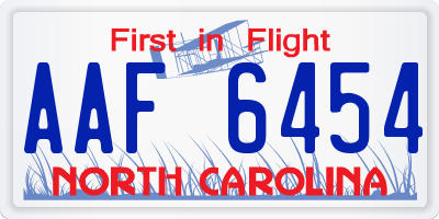 NC license plate AAF6454