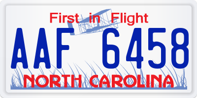 NC license plate AAF6458