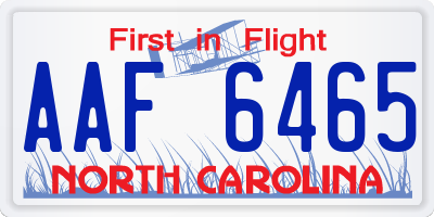NC license plate AAF6465