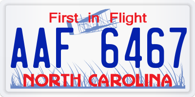 NC license plate AAF6467