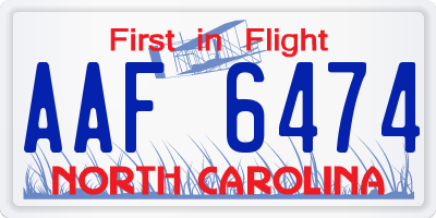 NC license plate AAF6474