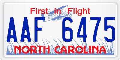 NC license plate AAF6475