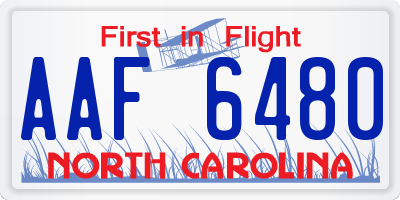 NC license plate AAF6480