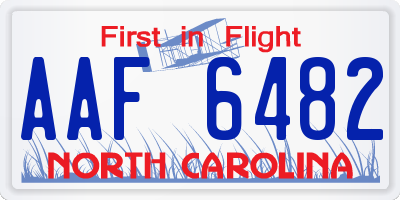 NC license plate AAF6482