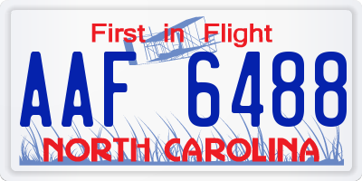 NC license plate AAF6488