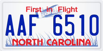 NC license plate AAF6510