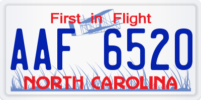 NC license plate AAF6520