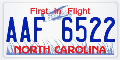 NC license plate AAF6522