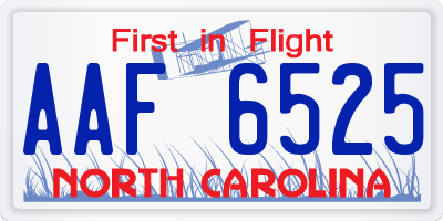 NC license plate AAF6525