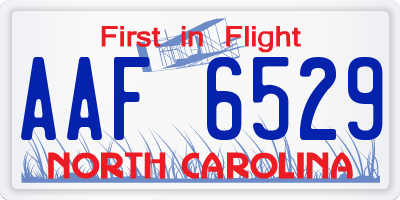 NC license plate AAF6529