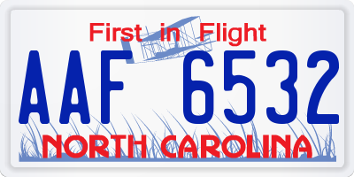 NC license plate AAF6532
