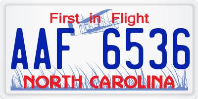 NC license plate AAF6536