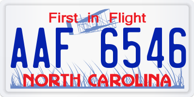 NC license plate AAF6546