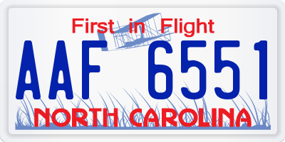 NC license plate AAF6551