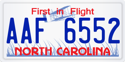 NC license plate AAF6552