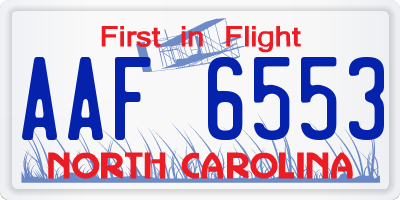 NC license plate AAF6553