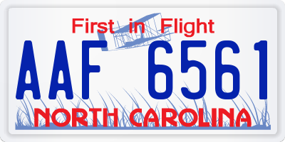 NC license plate AAF6561