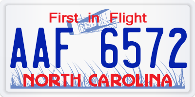 NC license plate AAF6572