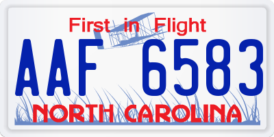 NC license plate AAF6583