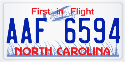NC license plate AAF6594