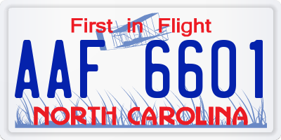 NC license plate AAF6601