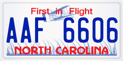 NC license plate AAF6606