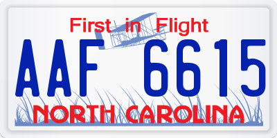NC license plate AAF6615