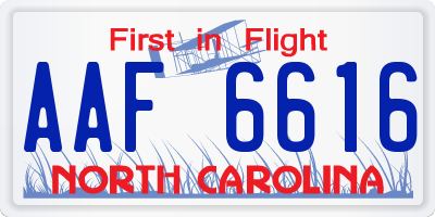 NC license plate AAF6616