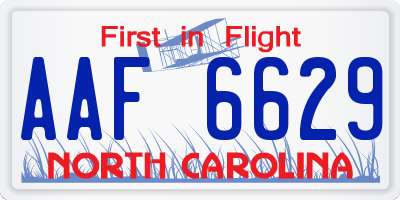 NC license plate AAF6629