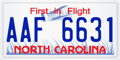 NC license plate AAF6631