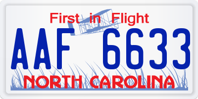 NC license plate AAF6633