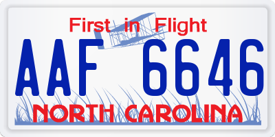 NC license plate AAF6646