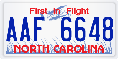 NC license plate AAF6648