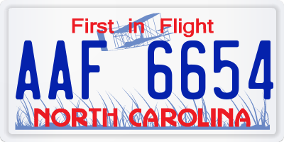 NC license plate AAF6654
