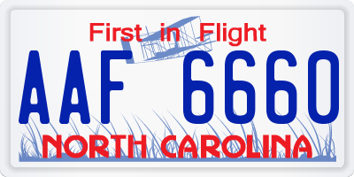NC license plate AAF6660