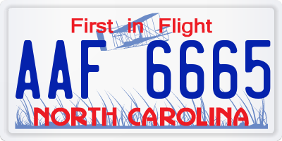 NC license plate AAF6665