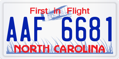 NC license plate AAF6681
